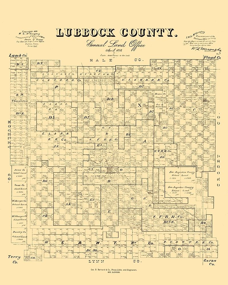 Lubbock County Texas - McGauhey 1892