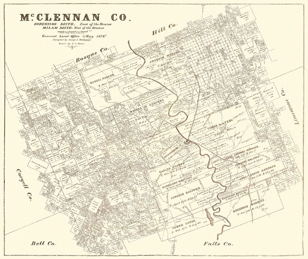 Mclennan Texas Landowner - Land Office 1878