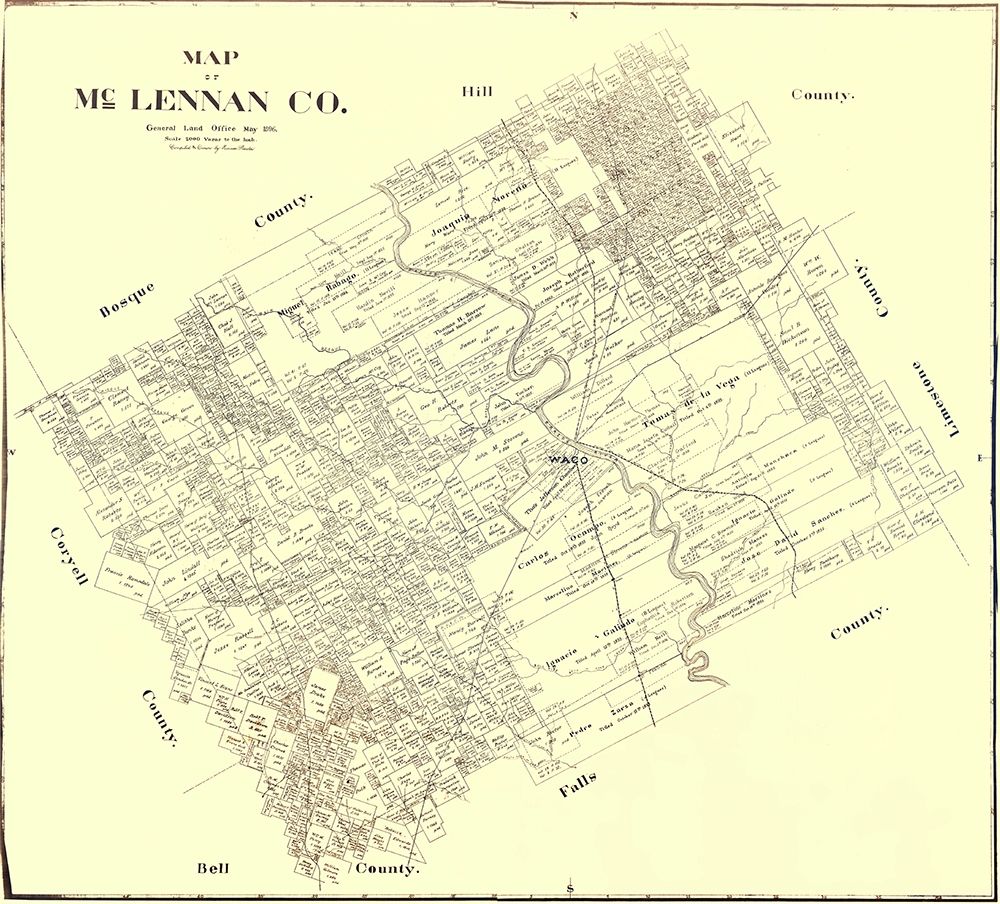 Mclennan Texas Landowner - Land Office 1896