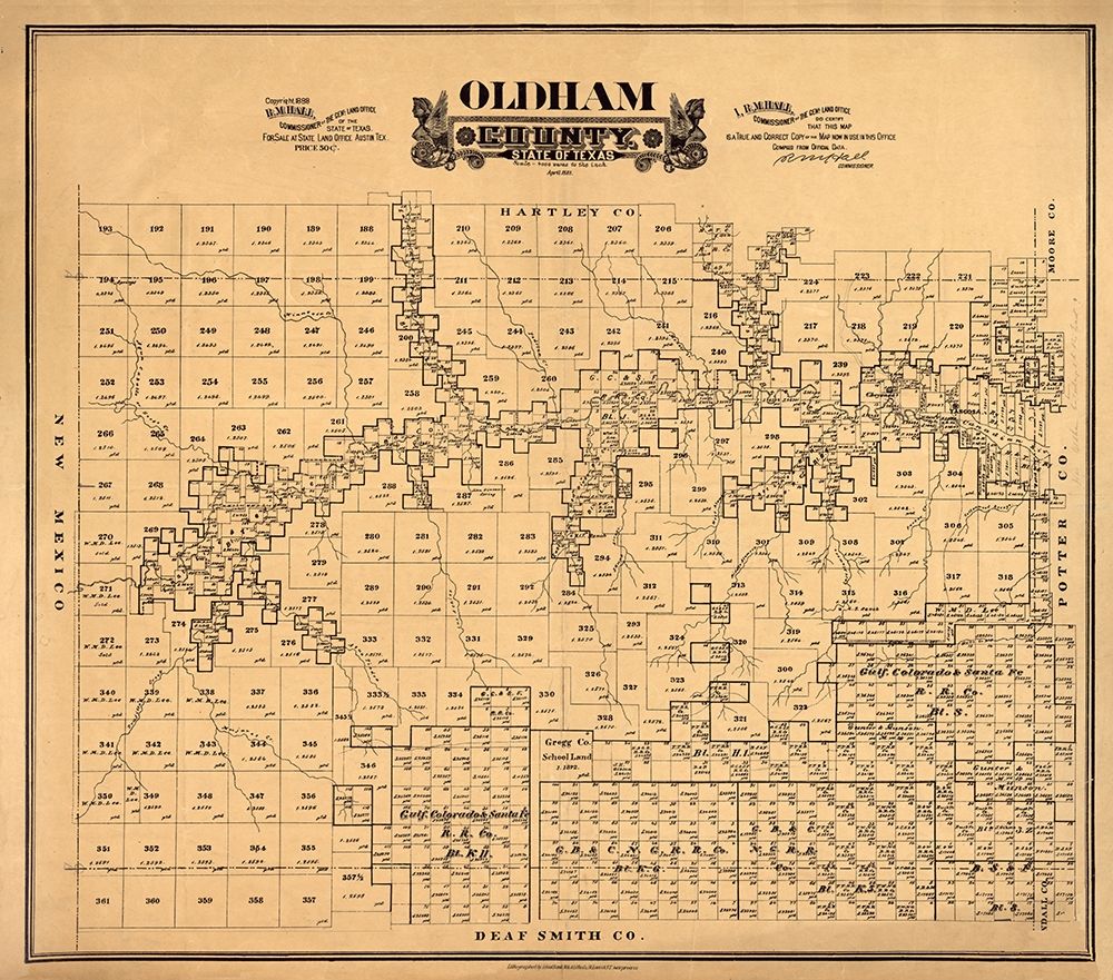 Oldham County Texas - Hall 1888
