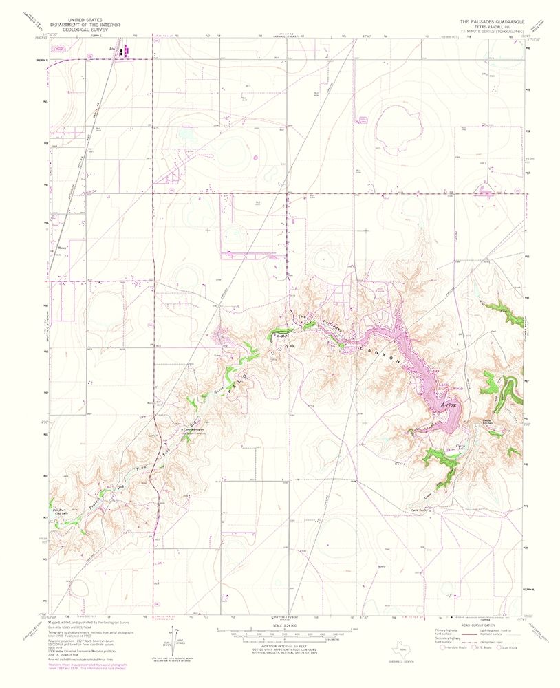 Palisades Texas Quad - USGS 1975