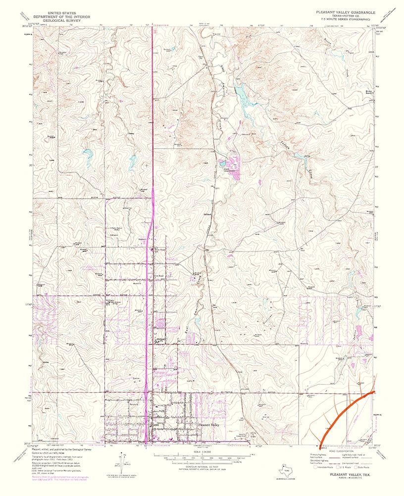Pleasant Valley Texas Quad - USGS 1975