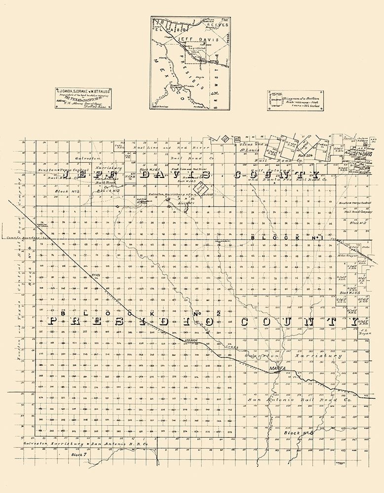 Jeff Davis County Presidio County Texas - Strauss 1894