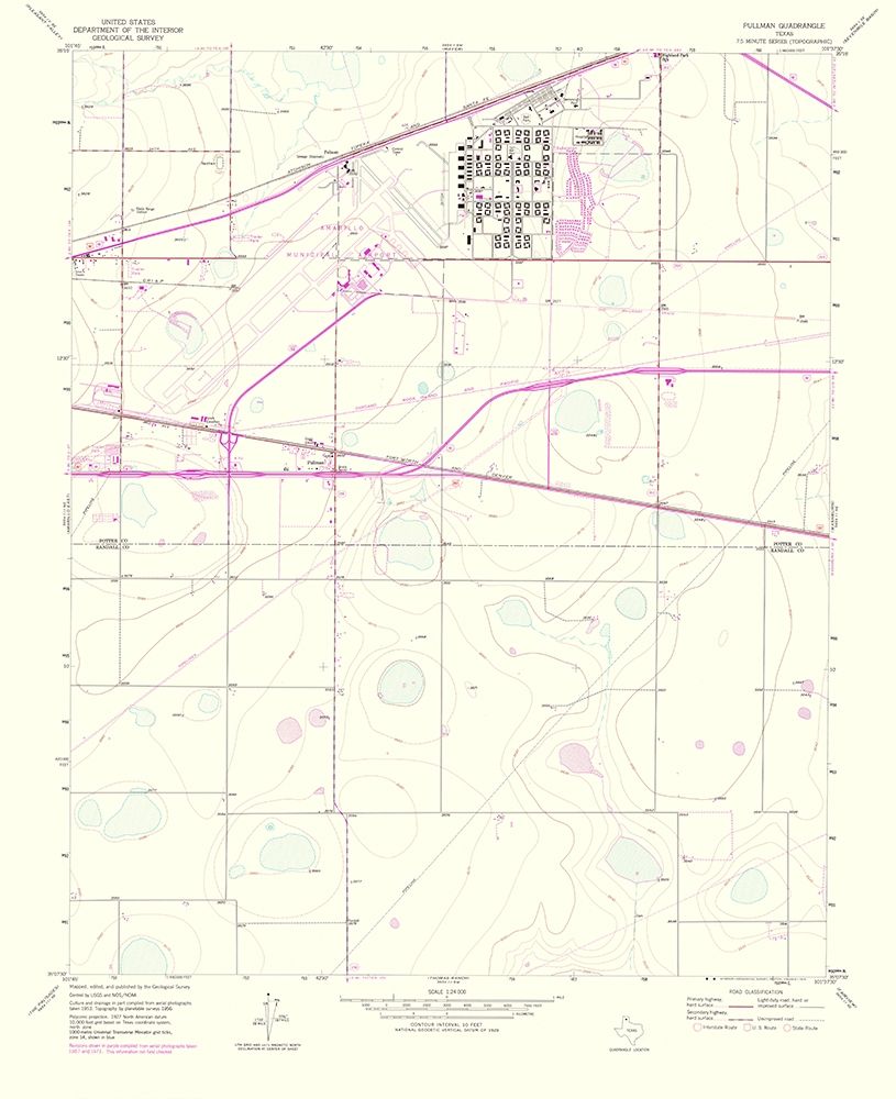 Pullman Texas Quad - USGS 1975