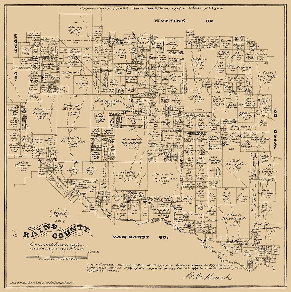 Rains County Texas - Walsh 1880