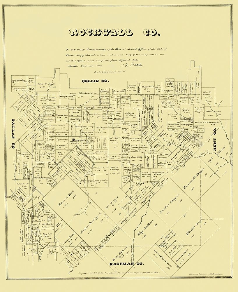 Rockwall Texas Landowner - Land Office 1880