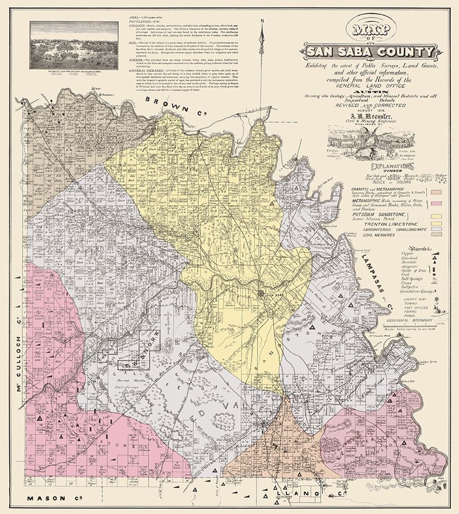 San Saba Texas - Land Office 1876