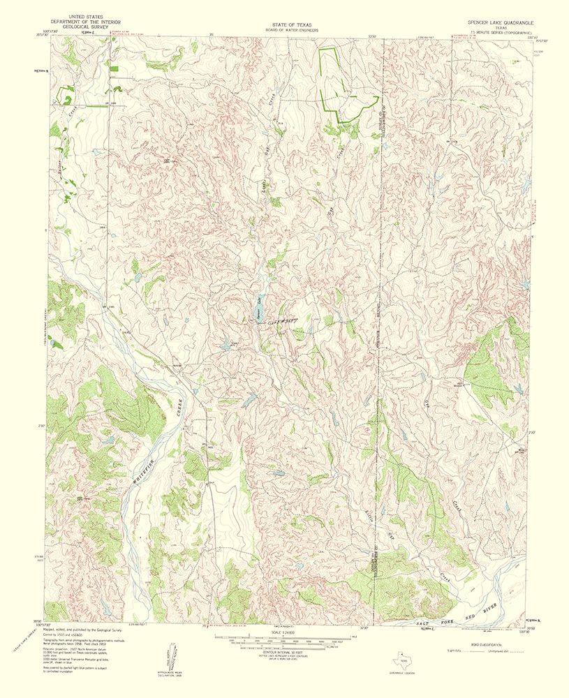 Spencer Lake Texas Quad - USGS 1960