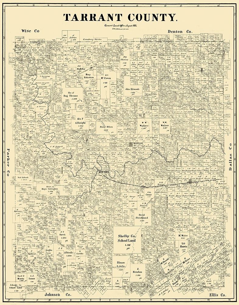 Tarrant Texas Landowner - Land Office 1885