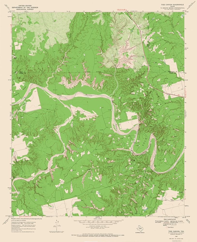 Tige Canyon Texas Quad - USGS 1969