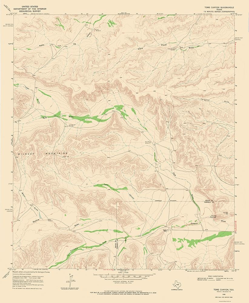 Toms Canyon Texas Quad - USGS 1968