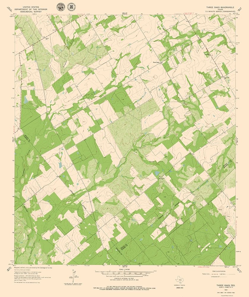 Three Oaks Texas Quad - USGS 1961