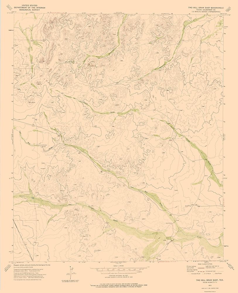 Two Mill Draw East Texas Quad - USGS 1973