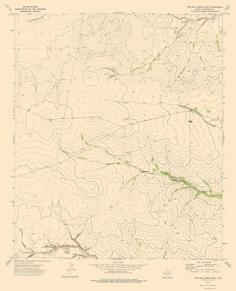 Two Mill Draw West Texas Quad - USGS 1973