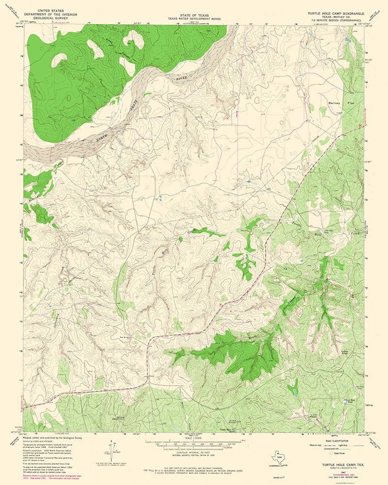 Turtle Hole Creek Texas Quad - USGS 1967