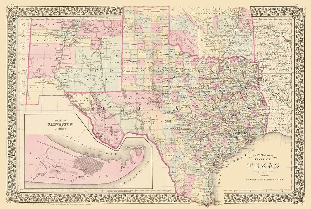 Texas - County Map - Mitchell 1880