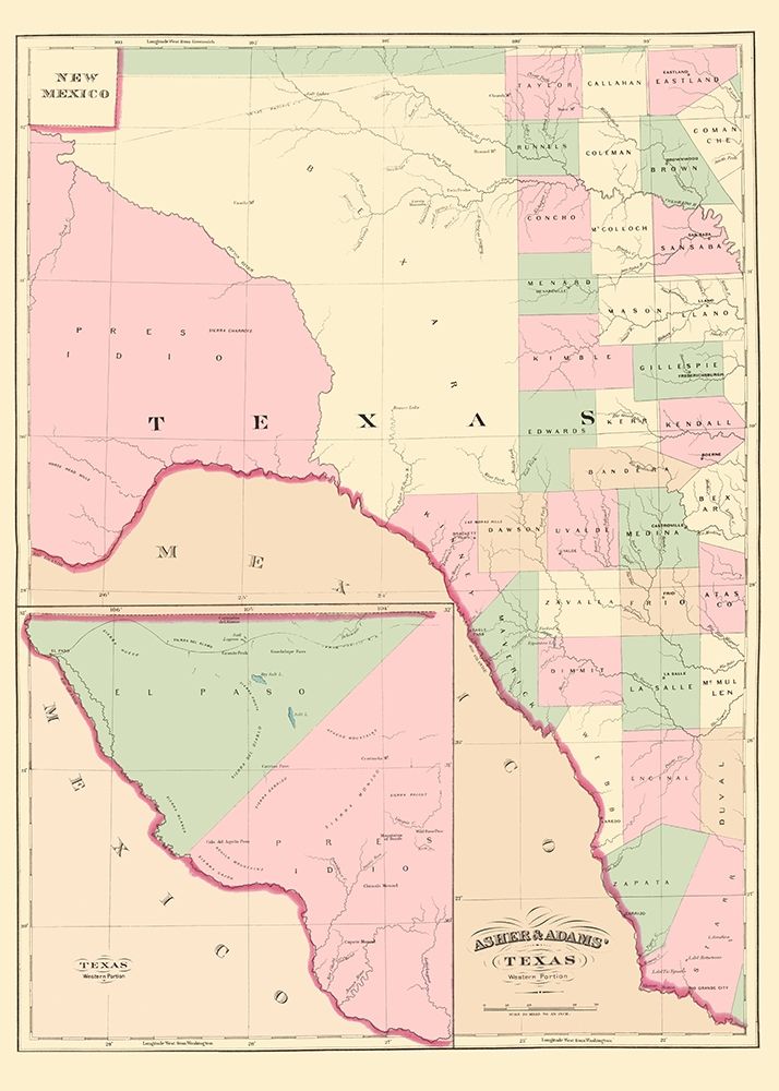 Texas Western Portion - Asher  1874