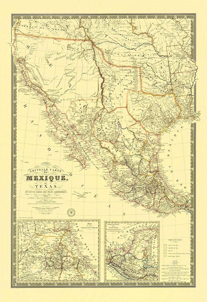 New Map of Mexico and Texas - 1840
