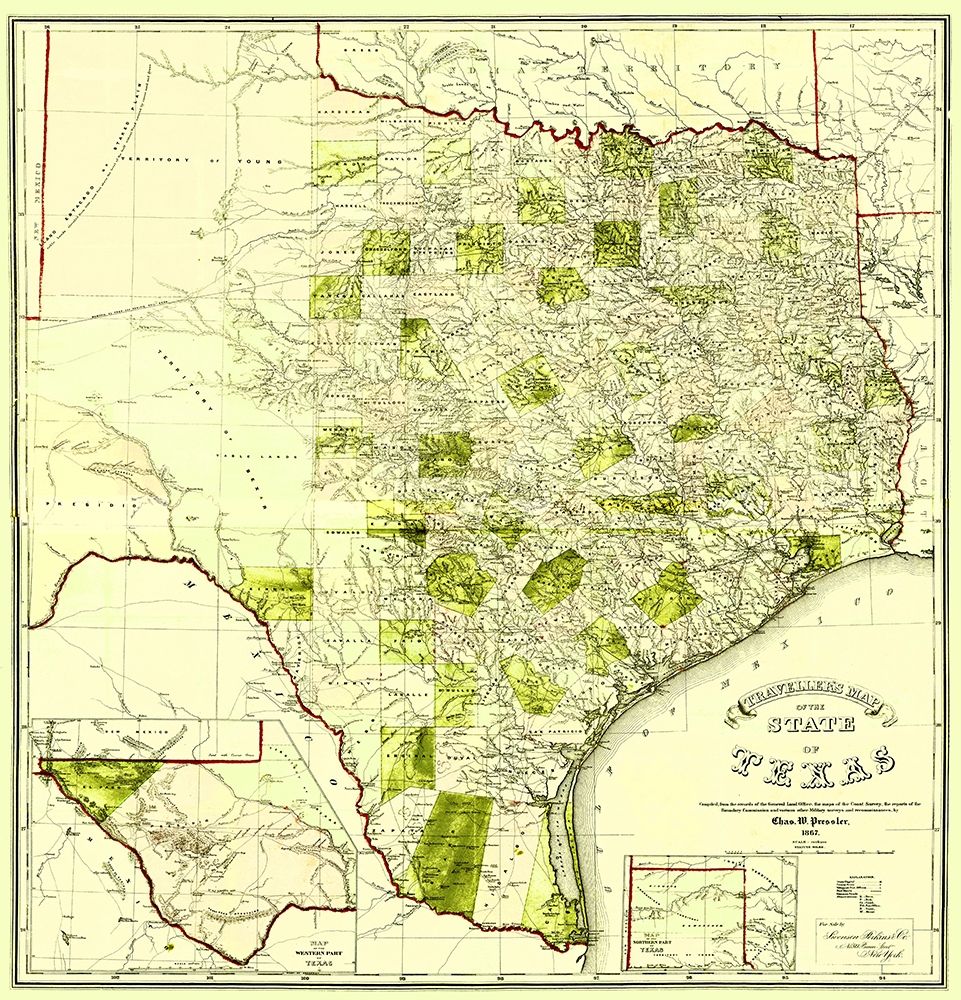 Travellers Map of the State of Texas 1867
