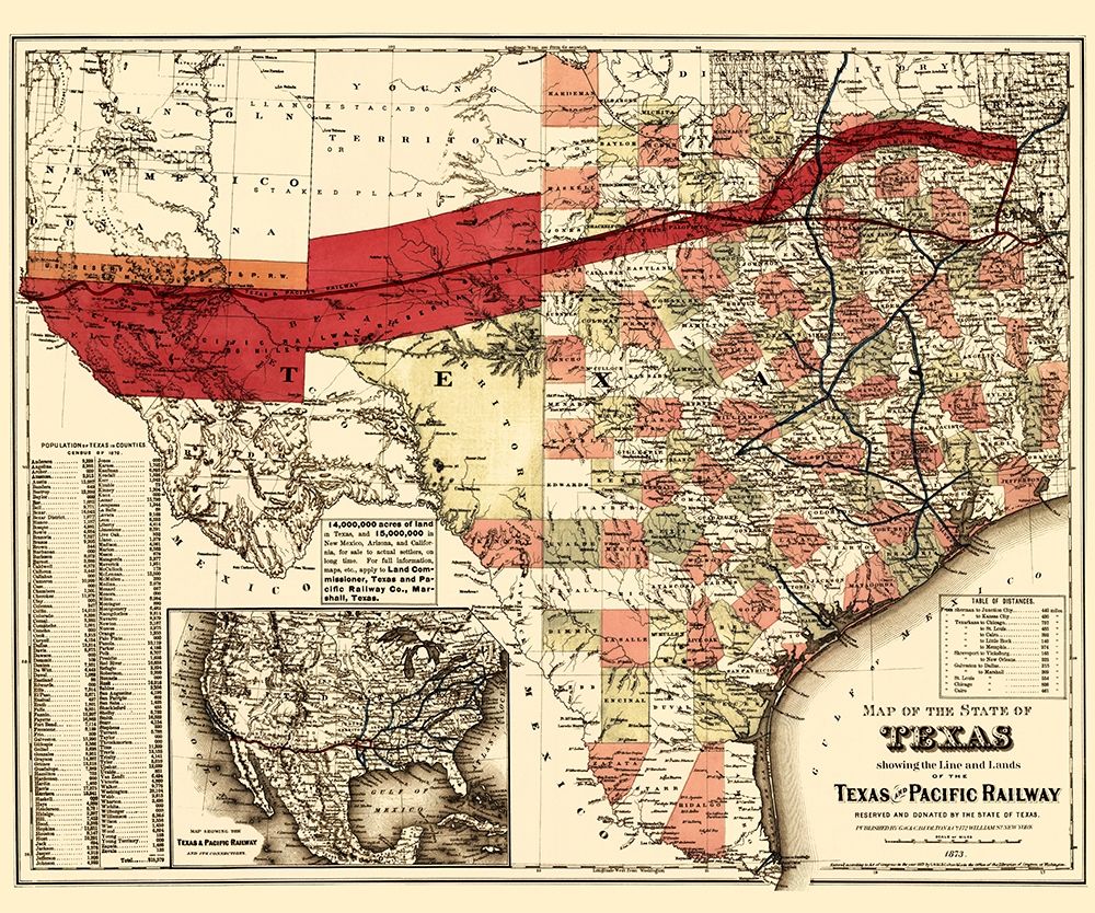 Texas and Pacific Railway - Colton 1873