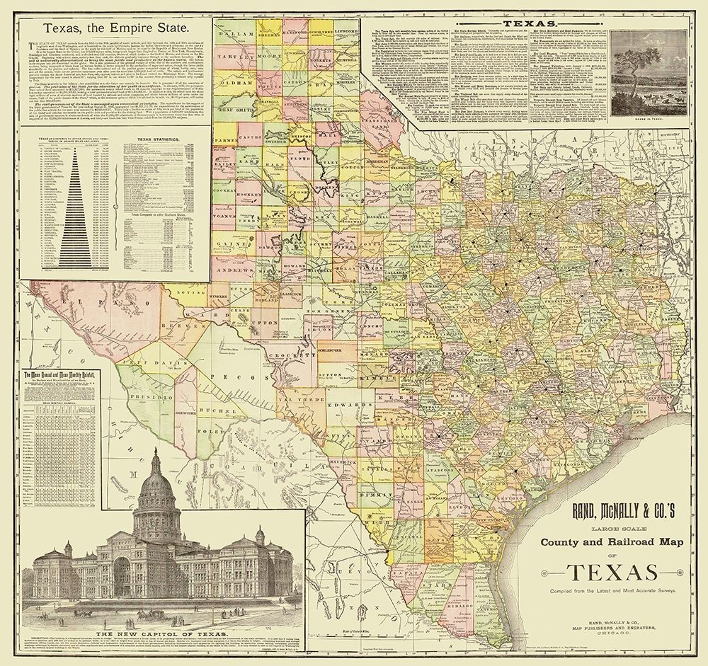 Texas - Rand McNally 1891