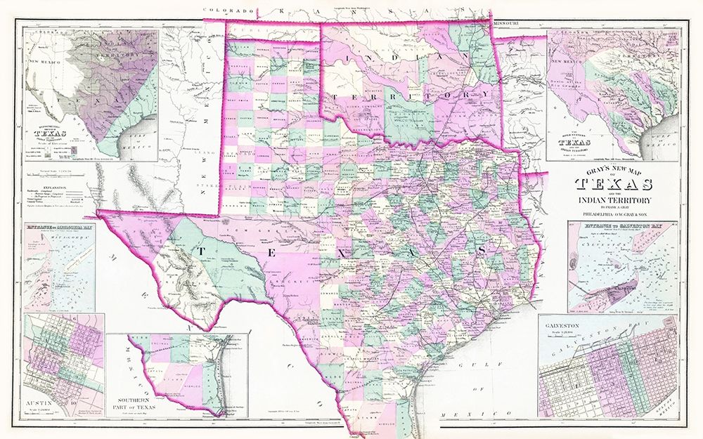 Texas and Oklahoma Indian Territory - Gray 1876
