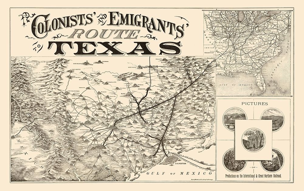 Texas Colonists and Emigrants Route 1878