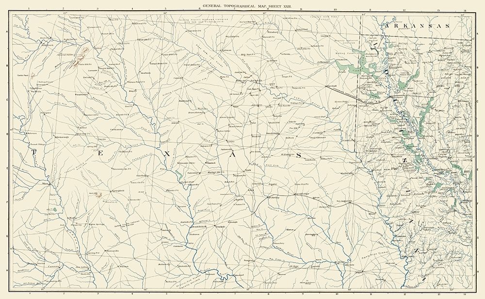 East Texas West Louisiana Sheet- US War Dept 1891