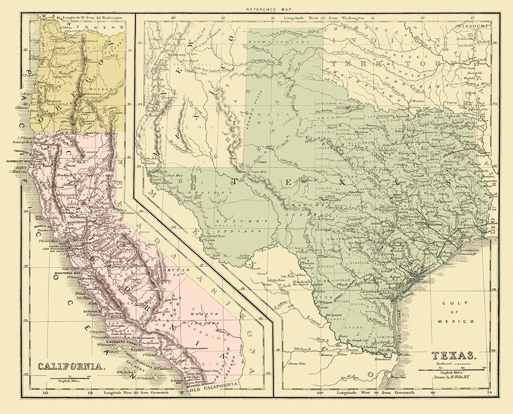 Texas with California and Oregon - Appleton 1864