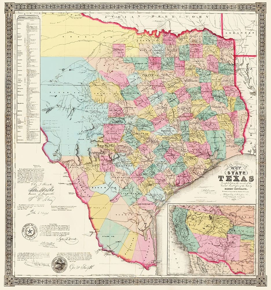 Texas State of J de Cordova - Colton 1856