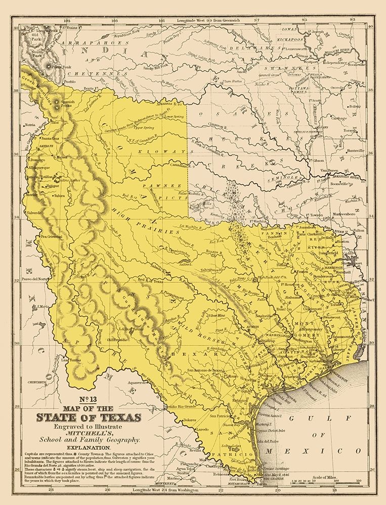 Texas Geographical - Mitchell 1847