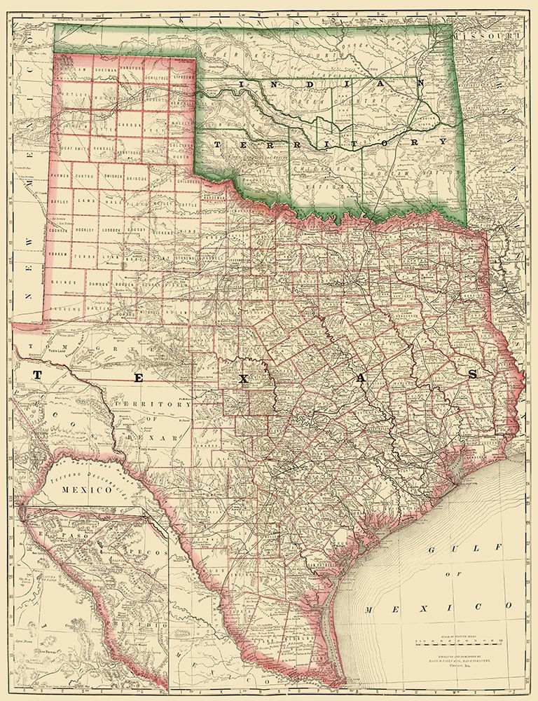Texas and Indian Territory - Rand McNally 1879