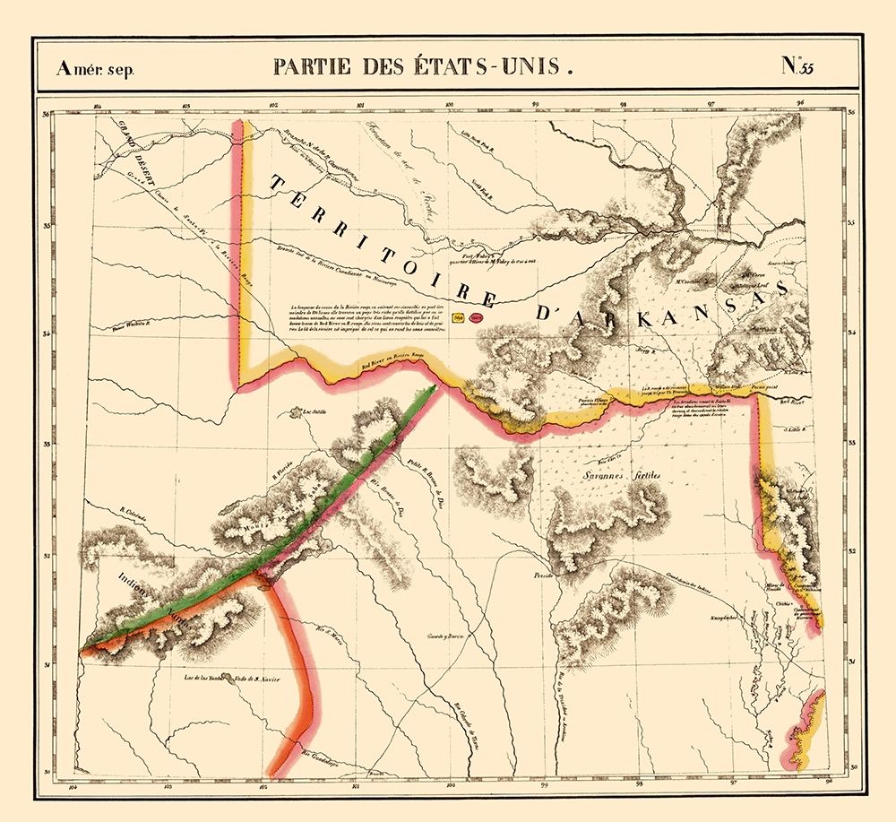 Texas, Arkansas Territory - Vandermaelen 1827