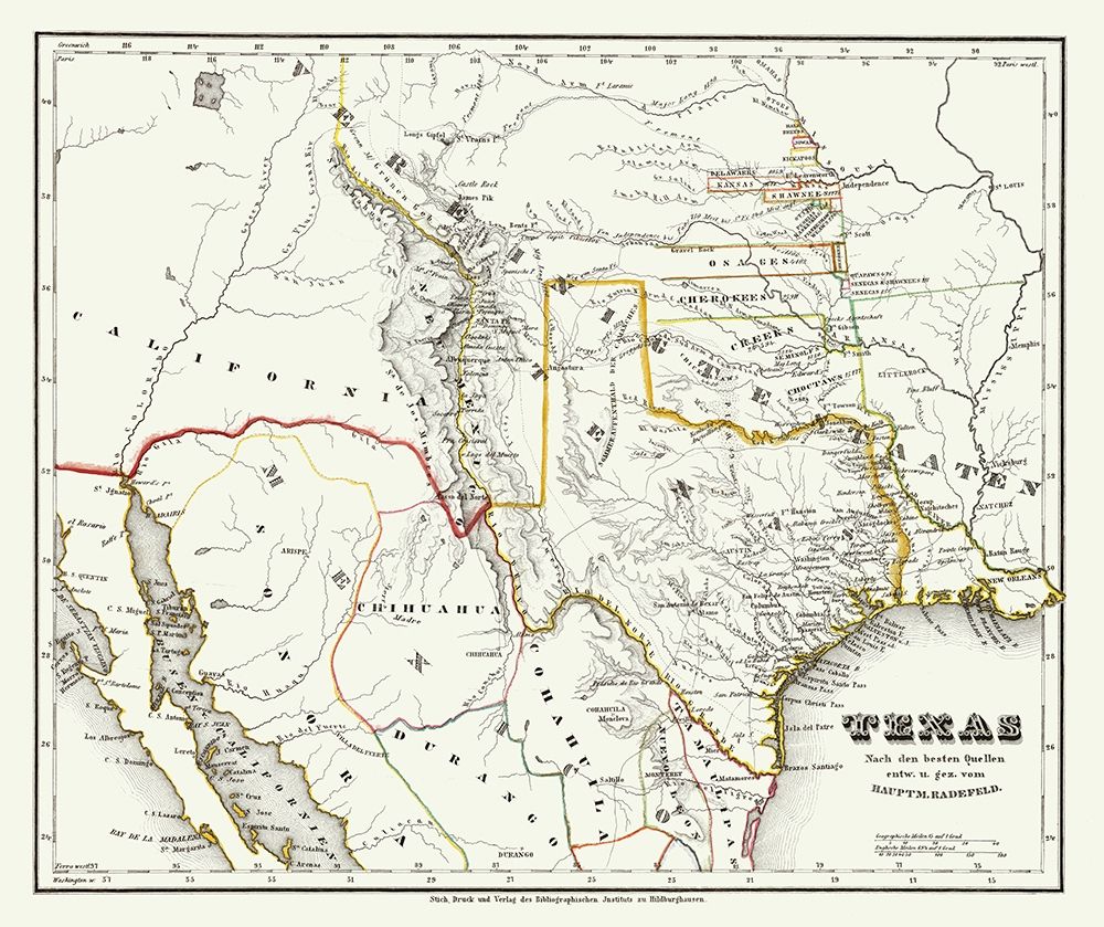 Texas and Surrounding Territories - Radefeld 1846