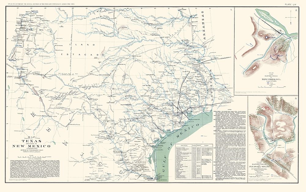Texas, New Mexico - US War Dept 1857