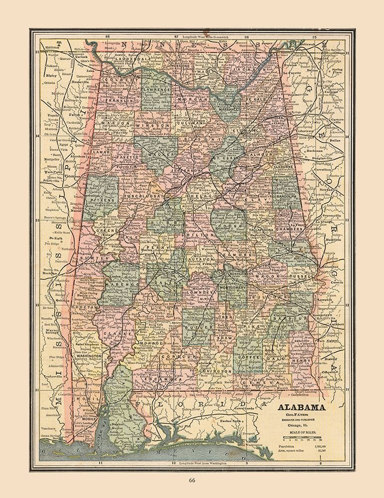 Alabama, United States - Cram 1888