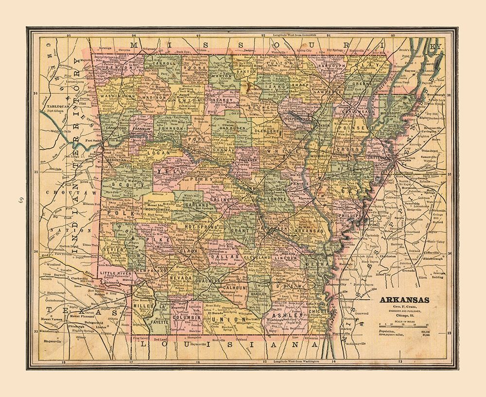 Arkansas, United States - Cram 1888