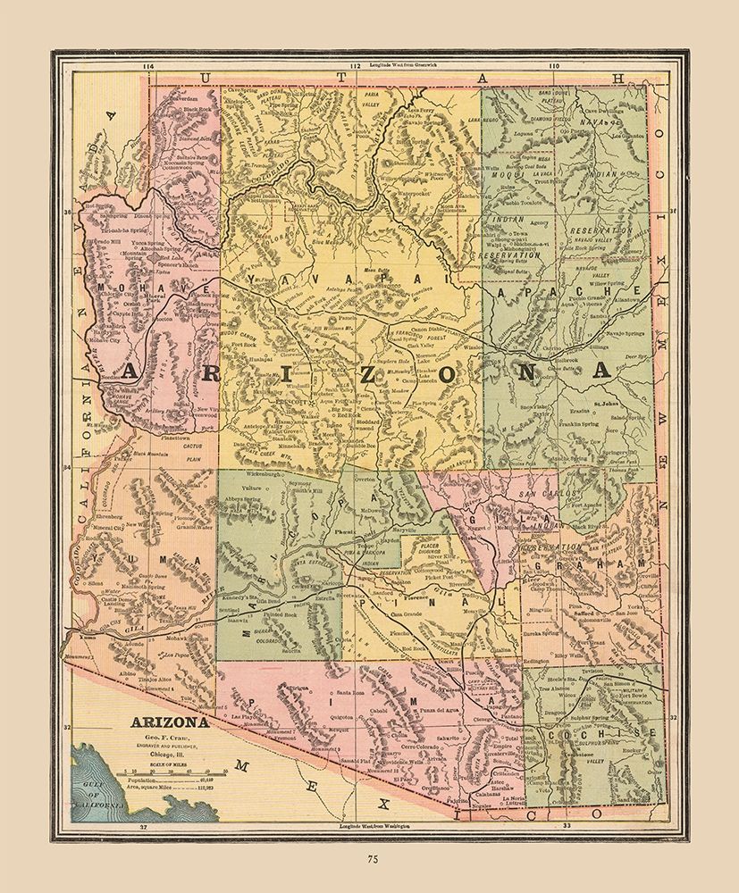 Arizona, United States - Cram 1888