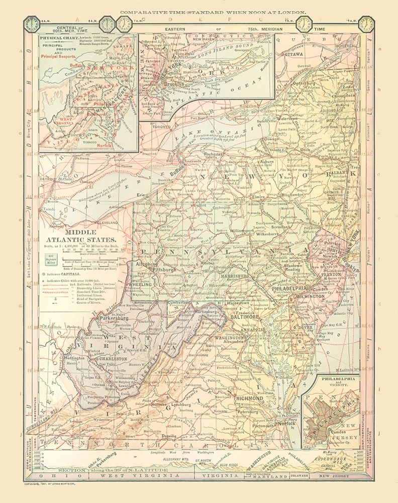 Middle Atlantic States - Monteith 1882