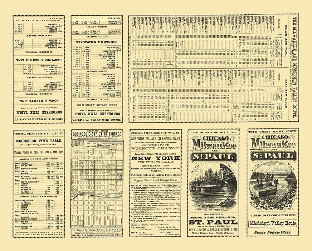Chicago, Milwaukee,  St Paul Railway Timetable