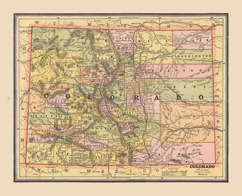 Colorado, United States - Cram 1888