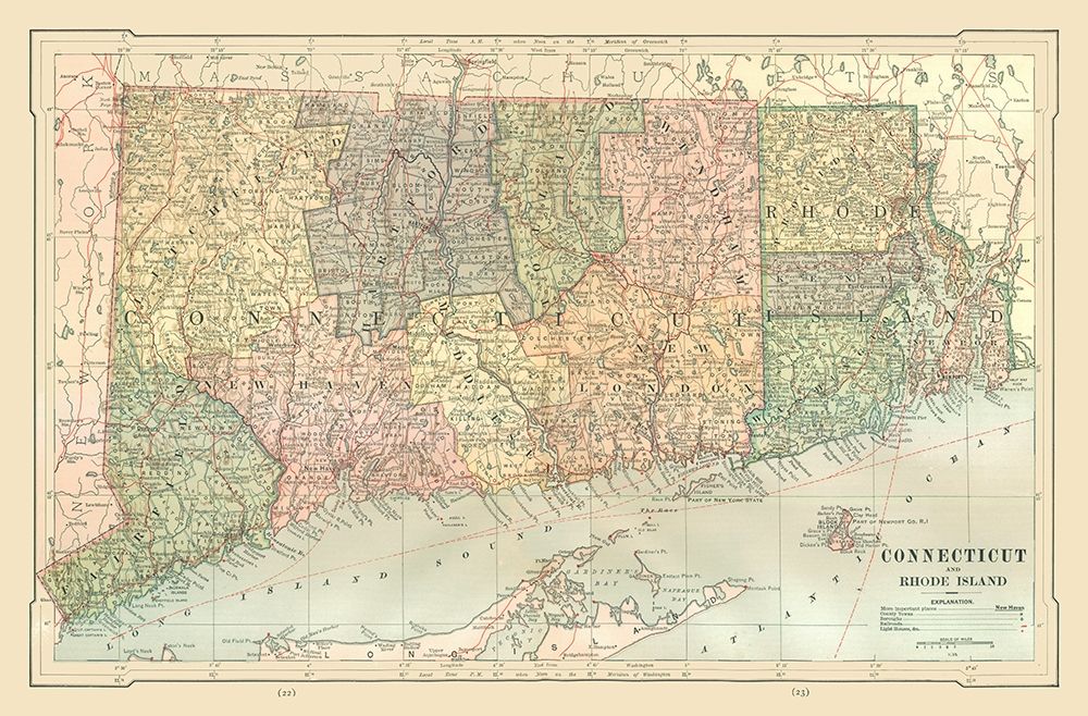 Connecticut, Rhode Island  - Monteith 1882