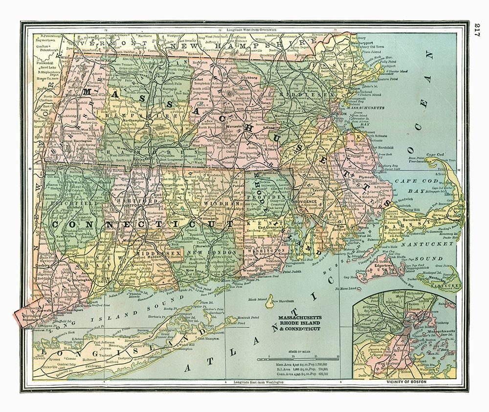 Massachusetts, Connecticut - Johnson 1888