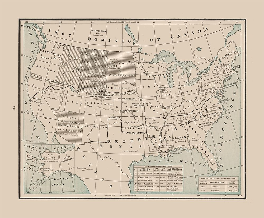 States after Civil War - Cram 1892