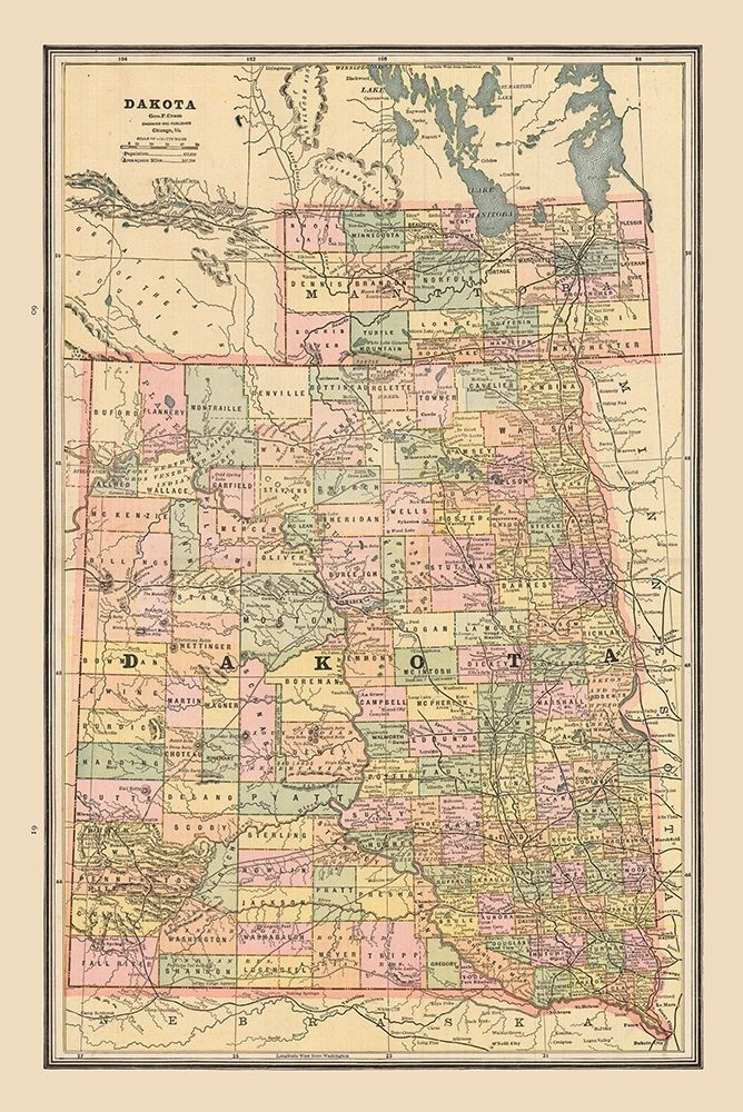 Dakota, United States - Cram 1888
