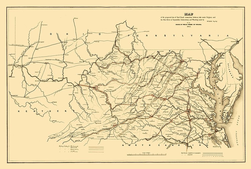Tide Water Virginia to Ohio River Proposed 1852