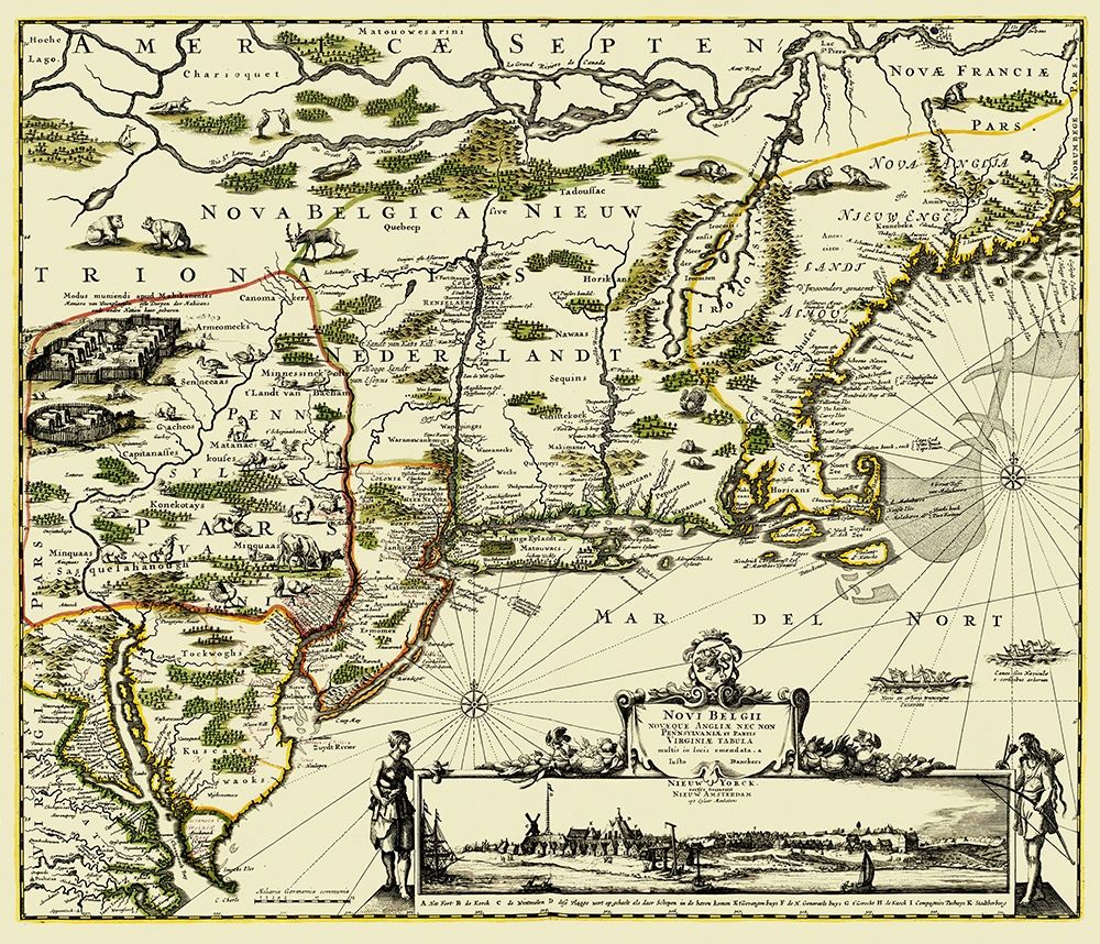 New England Original Colonies - 1673