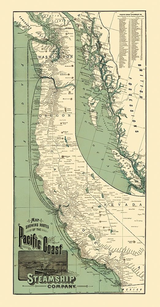 Pacific Coast Steamship Company Routes 1896