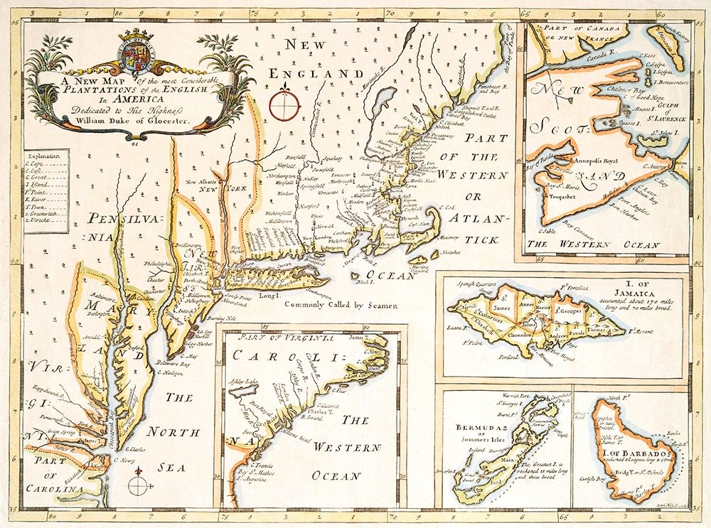 Plantations of the English in America 1700