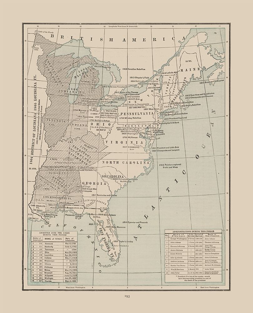 Eastern United States 1791-1845 - Cram 1892